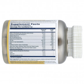 Solaray, витамин B-Stress PM™ с медленным высвобождением, 120 капсул в Москве - eco-herb.ru | фото