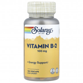 Solaray, витамин B2, 100 мг, 100 растительных капсул - описание | фото