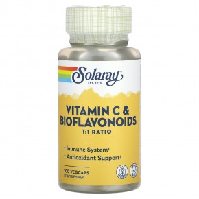 Solaray, Vitamin C & Bioflavonoids, 1:1 Ratio, 100 VegCaps в Москве - eco-herb.ru | фото
