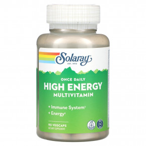 Solaray, высокоэнергетические мультивитамины для приёма один раз в день, без железа, 90 растительных капсул - описание | фото