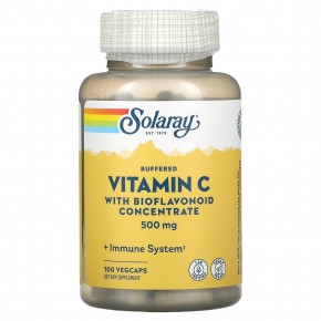 Solaray, Забуференный витамин С с биофлавоноидным концентратом, 500 мг, 100 капсул с оболочкой из ингредиентов растительного происхождения - описание