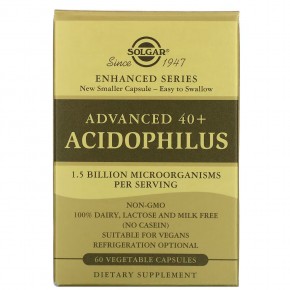 Solgar, Advanced 40+ Acidophilus, 60 растительных капсул - описание