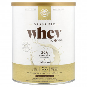 Solgar, Grass Fed, протеиновый порошок Whey To Go®, без добавок, 2,3 фунта (1044 г) в Москве - eco-herb.ru | фото