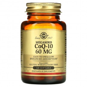 Solgar, Коэнзим Q10 с мегасорбом, 60 мг, 120 мягких таблеток - описание