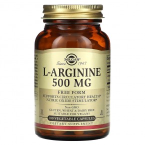 Solgar, L-аргинин, 500 мг, 100 растительных капсул в Москве - eco-herb.ru | фото