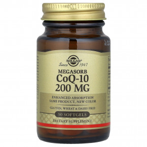 Solgar, Megasorb CoQ10, 200 мг, 30 капсул - описание | фото