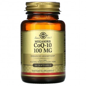 Solgar, Megasorb с коэнзимом Q-10, 100 мг, 60 капсул - описание