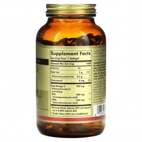 Solgar, Омега-3, ЭПК и ДГК, двойной концентрации, 700 мг, 120 мягких таблеток в Москве - eco-herb.ru | фото