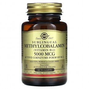 Solgar, Сублингвальный метилкобаламин (витамин B12), 5000 мкг, 60 капсул в Москве - eco-herb.ru | фото