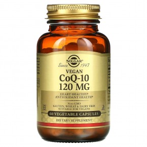 Solgar, Растительный коэнзим Q-10, 120 мг, 60 растительных капсул - описание