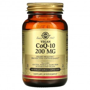 Solgar, Вегетарианский коэнзим Q-10, 200 мг, 60 растительных капсул - описание