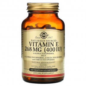 Solgar, Витамин E, 268 мг (400 МЕ), 100 мягких вегетарианских капсул в Москве - eco-herb.ru | фото
