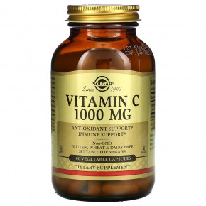 Solgar, Витамин C, 1000 мг, 100 растительных капсул - описание