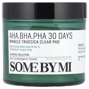 SOME BY MI, AHA / BHA / PHA 30 Days Miracle Truecica Clear Pad, 70 тампонов, 125 мл (4,22 жидк. унц.) в Москве - eco-herb.ru | фото