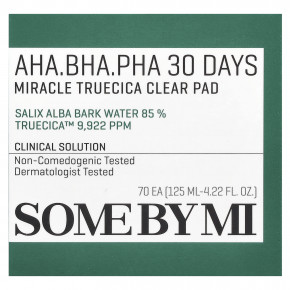 SOME BY MI, AHA / BHA / PHA 30 Days Miracle Truecica Clear Pad, 70 тампонов, 125 мл (4,22 жидк. унц.) в Москве - eco-herb.ru | фото