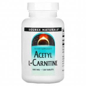 Source Naturals, Ацетил L-карнитин,  500 мг, 120 таблеток - описание