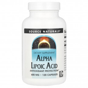 Source Naturals, Альфа-липоевая кислота, 600 мг, 120 капсул - описание