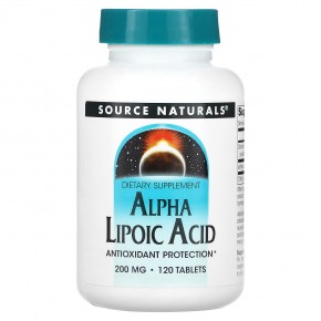 Source Naturals, альфа-липоевая кислота, 200 мг, 120 таблеток - описание