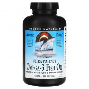 Source Naturals, Arctic Pure®, омега-3 рыбий жир, 850 мг, 120 капсул - описание | фото