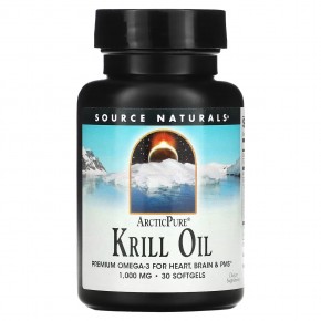 Source Naturals, ArcticPure, масло криля, 1000 мг, 30 капсул - описание