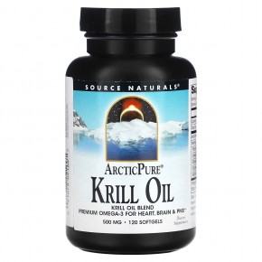 Source Naturals, ArcticPure, масло криля, 500 мг, 120 капсул - описание