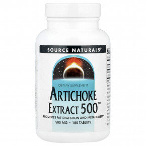 Source Naturals, Artichoke Extract 500™, экстракт артишока, 180 таблеток - описание | фото