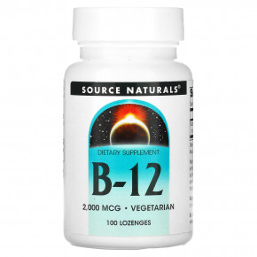 Source Naturals, B-12, 2000 мкг, 100 леденцов - описание | фото