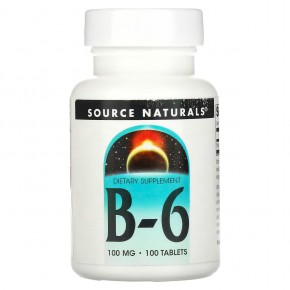 Source Naturals, Витамин B6, 100 мг, 100 таблеток - описание