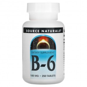 Source Naturals, B-6, 100 мг, 250 таблеток - описание