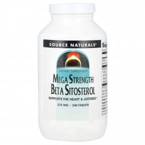 Source Naturals, Бета-ситостерол Mega Strength, 375 мг, 240 таблеток - описание | фото