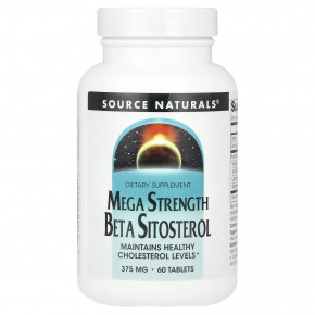 Source Naturals, Бета-ситостерол Mega Strength, 375 мг, 60 таблеток - описание