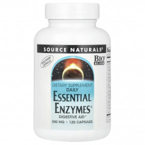 Source Naturals, Daily Essential Enzymes®, 500 мг, 120 вегетарианских капсул - описание | фото