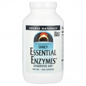 Source Naturals, Daily Essential Enzymes®, 500 мг, 360 капсул - описание