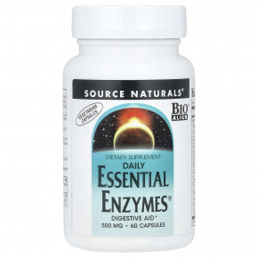 Source Naturals, Daily Essential Enzymes®, 500 мг, 60 вегетарианских капсул в Москве - eco-herb.ru | фото