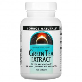 Source Naturals, Экстракт зелёного чая, 500 мг, 120 таблеток - описание