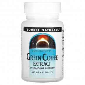 Source Naturals, Экстракт зелёного кофе, 500 мг, 30 таблеток - описание