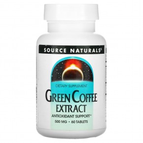 Source Naturals, Экстракт зеленого кофе, 500 мг, 60 таблеток - описание