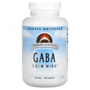 Source Naturals, GABA Calm Mind, ГАМК, 750 мг, 180 таблеток в Москве - eco-herb.ru | фото