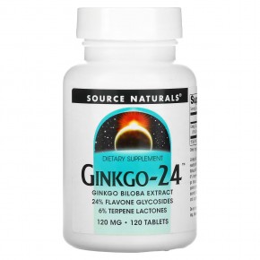 Source Naturals, Ginkgo-24, гинкго билоба,120 мг, 120 таблеток - описание