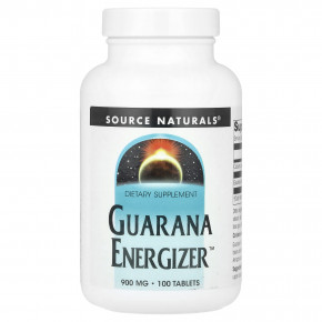 Source Naturals, Guarana Energizer™, добавка для заряда энергии, 100 таблеток - описание | фото