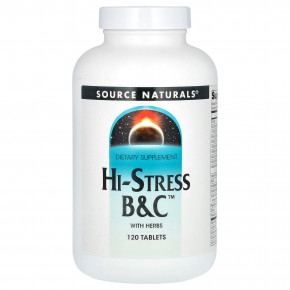 Source Naturals, Hi-Stress B&C, витамины B и C с травами, 120 таблеток в Москве - eco-herb.ru | фото