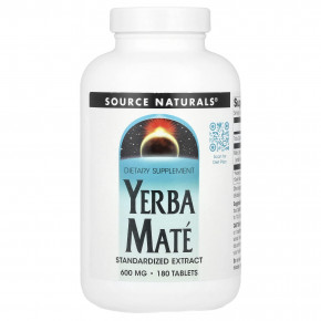 Source Naturals, Йерба мате, 600 мг, 180 таблеток - описание