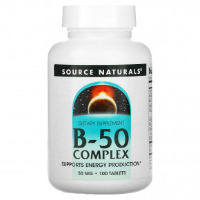 Source Naturals, комплекс B-50, 50 мг, 100 таблеток в Москве - eco-herb.ru | фото