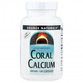 Source Naturals, коралловый кальций, 120 капсул (600 мг в 1 капсуле) - описание | фото