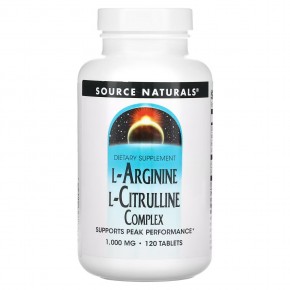 Source Naturals, Комплекс L-аргинина и L-цитруллина, 1000 мг, 120 таблеток - описание