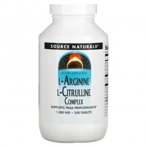 Source Naturals, Комплекс L-аргинина и L-цитруллина, 1000 мг, 240 таблеток - описание