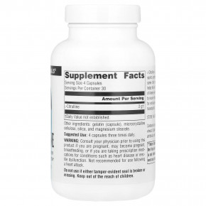 Source Naturals, L-цитруллин, 500 мг, 120 капсул в Москве - eco-herb.ru | фото