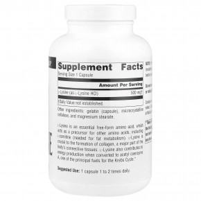 Source Naturals, L-лизин, 500 мг, 200 капсул в Москве - eco-herb.ru | фото