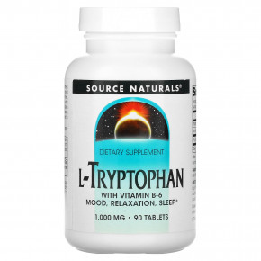 Source Naturals, L-триптофан, 1000 мг, 90 таблеток - описание