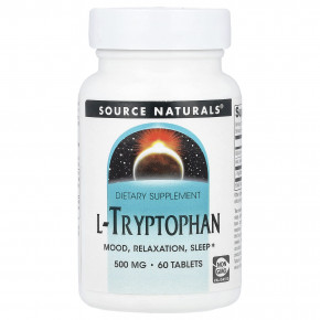 Source Naturals, L-триптофан, 500 мг, 60 таблеток (166 мг в 1 таблетке) - описание